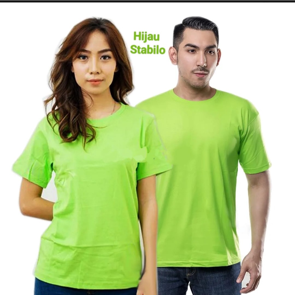 ( hijau stabilo ) Kaos polos lengan pendek soft katun combed 30s , kaos lengan pendek polos, kaos po