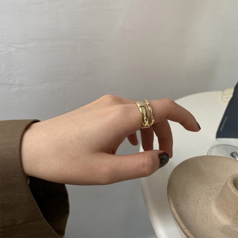 Mempesona Zirkon Ganda Lingkaran Terbuka Dapat Disesuaikan Cincin Untuk Wanita925 Sterling Silver Pernikahan Pertunangan Statement Jewelry