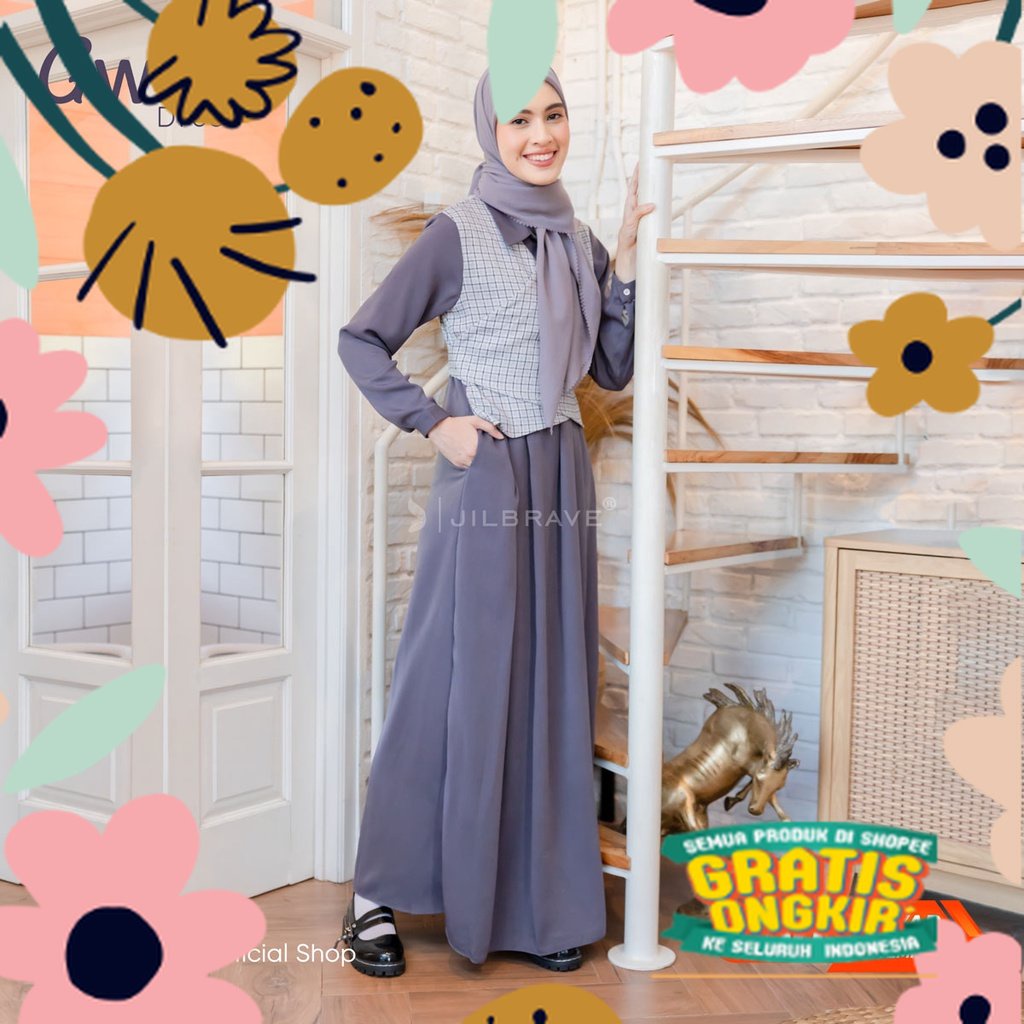 JILBRAVE Gwen Dress  Outfit Simple, Modest, & Stylish / baju pakaian murah