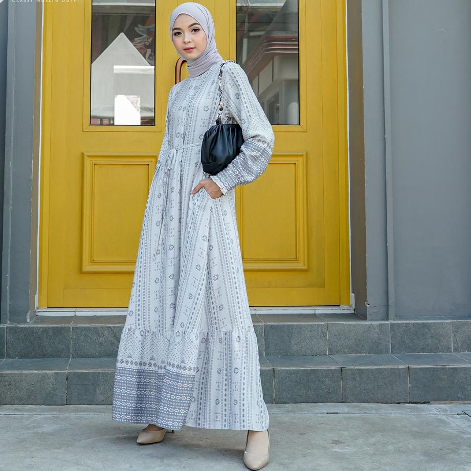 ☼ Nobby - Merlyn Dress Motif Full Print Casual Busui Friendly dengan Tali ➨