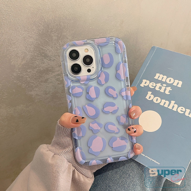 Casing Tpu Lembut Transparan Untuk Redmi 12C 10A 9 9A 10C A1 A2 10 9T 9C POCO F4 Redmi Note 10s 11 10 9 8 11s Ins Ungu Motif Leopard Pelindung Kamera Shockproof Airbag Cover