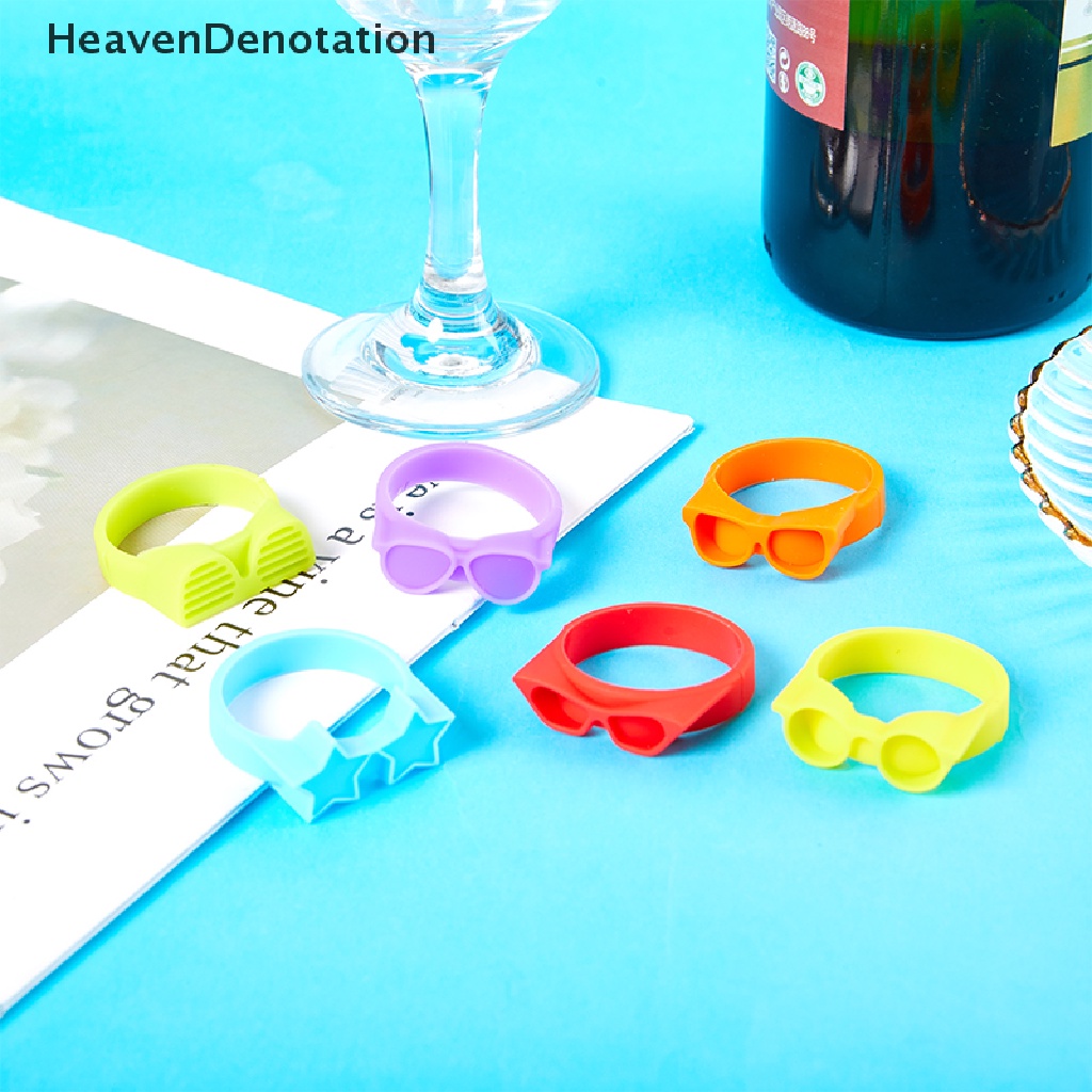 [HeavenDenotation] 6pcs Gelas Silikon Berbentuk Gelas Wine Penanda Gelas Minum Identifier Goblet HDV