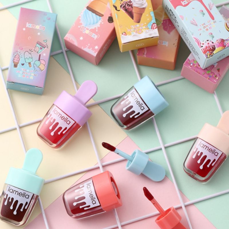 Ice Cream LAMEILA Original Lip Tint Time Frozen Lip Glaze Lip Gloss Moisturizing Lipstick Waterproof Terlaris