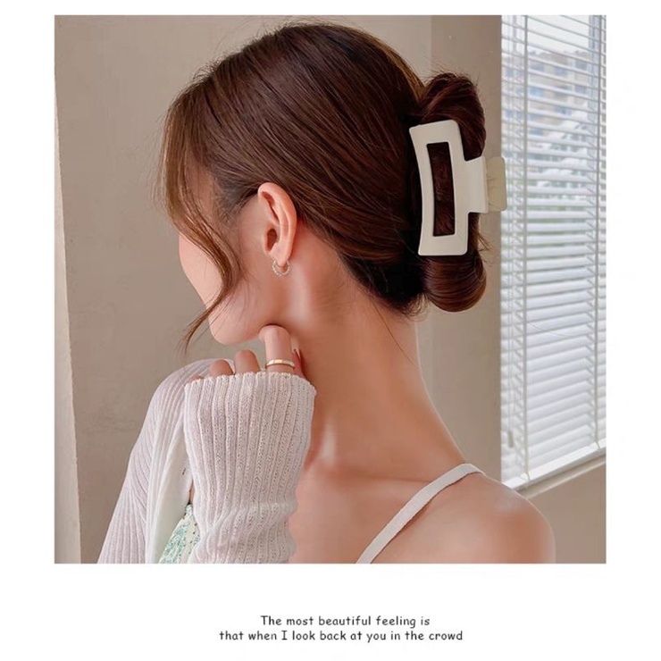 Jedai Doff 6.5cm Jepit Rambut Salon Doff Model Kotak Bolong Matte Hollow Square Hair Claw Clips Jepit Rambut Kotak Model Korea