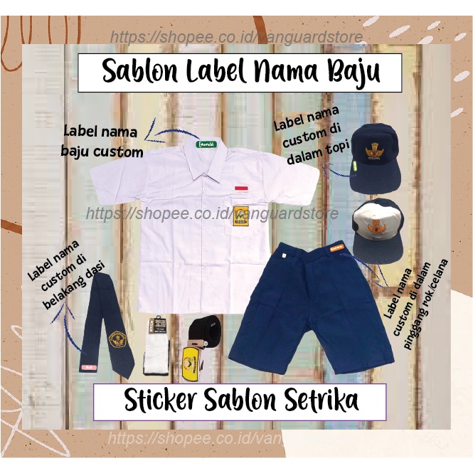 LABEL ANAK SERAGAM SEKOLAH STIKER KAOS CUSTOM NAMA SABLON SETRIKA PESANTREN NAME TAG LAUNDRY