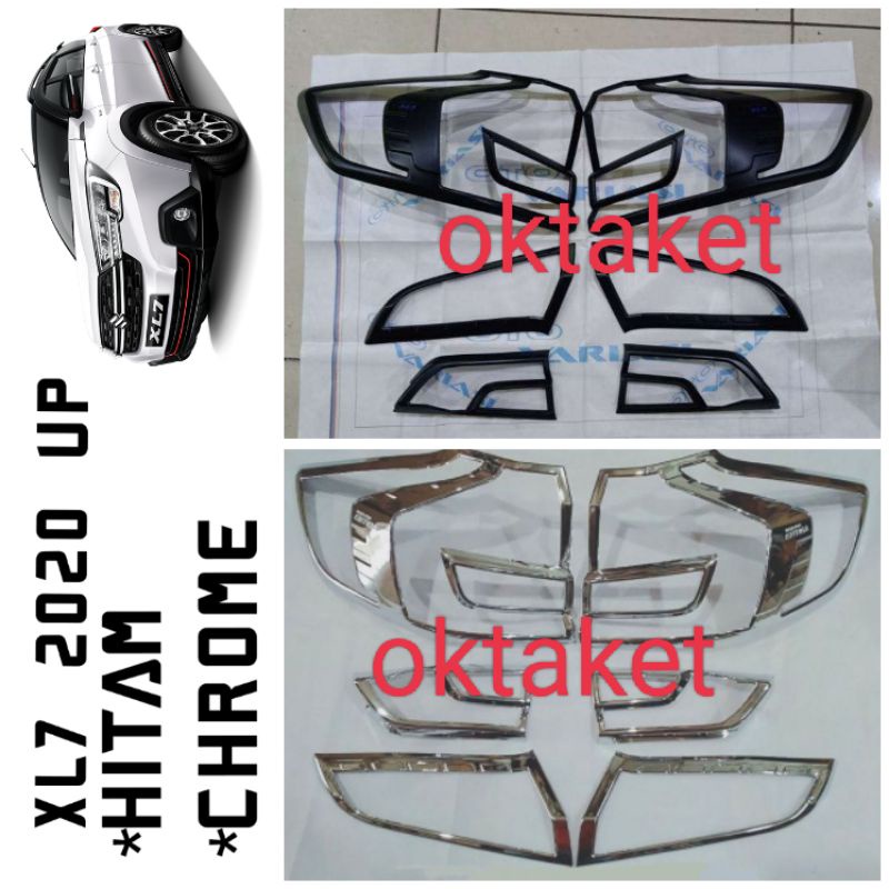 garnish lampu belakang Suzuki XL7 2020 2022 2023 hitam &amp; Chrome