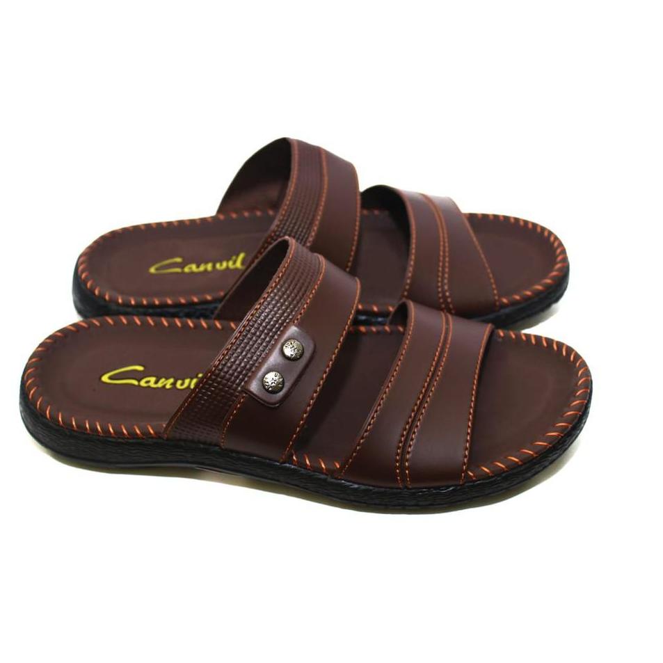 ♛ (BISA COD) SANDAL KULIT PRIA CARVIL SEPATU SANDAL SANDAL SLOP PRIA ➺