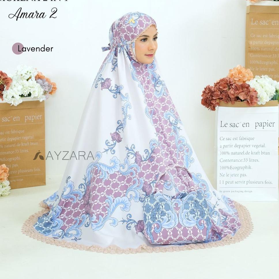 Langsung Order Ayzara - Mukena Dewasa Daily 2 In 1 Amara Diorsilk Renda Mewah Ayzara