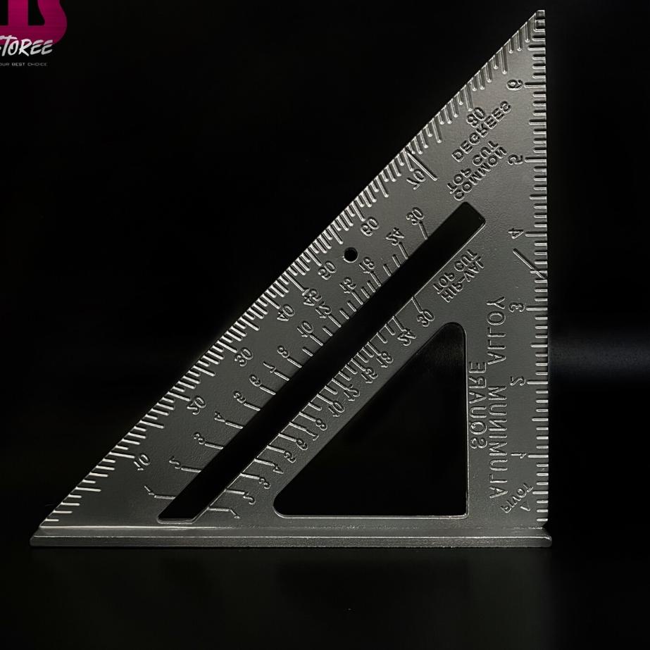 

Trxa1A9m Penggaris siku Segitiga 7 inci Speed Square Allumunium Alloy Penggaris segitiga Abu Pengukur Sudut