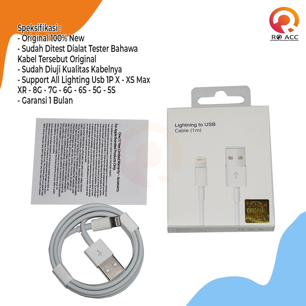 [RO ACC] KABEL DATA CHARGER 5 6 7 7+ 8 8+ X XR XS MAX ORIGINAL 100% NEW