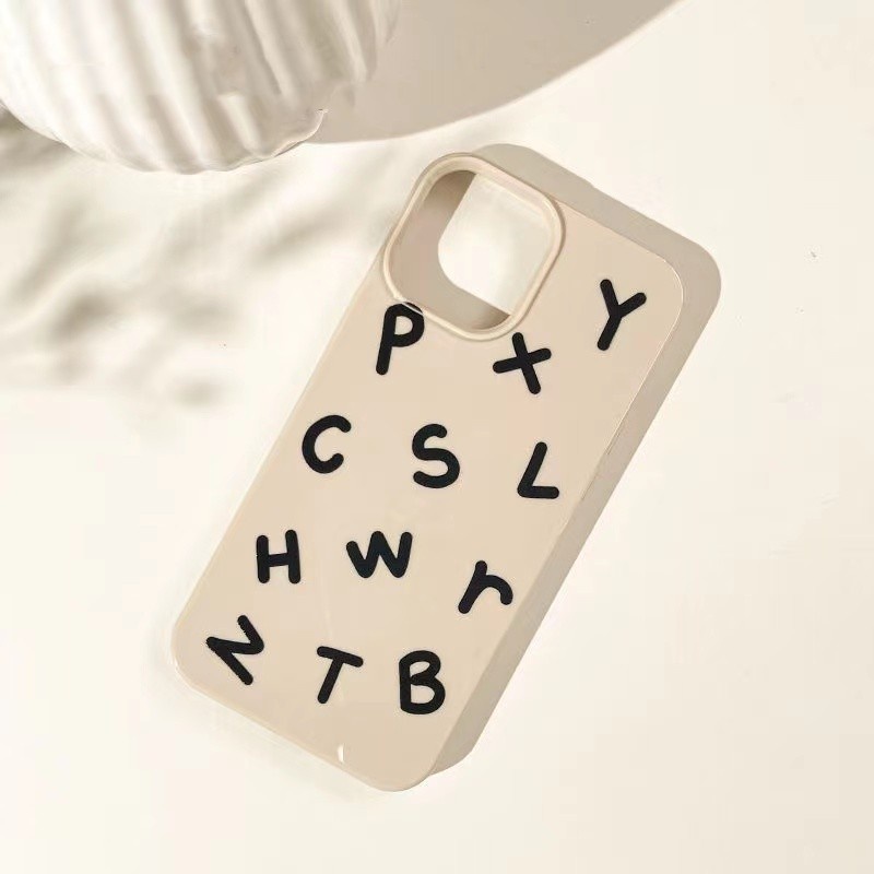 IPHONE Ins Huruf Inggris Cocok Untuk Iphone14 14pro 14plus 13 13pro 13prm13mini Iphone11 12mini 7Plus 8Plus Xr XS 13 12 Pro Max Empat Sudut Casing Ponsel Tahan Guncangan