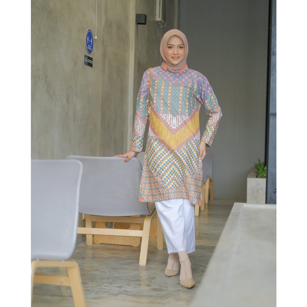 Atasan Baju Batik Couple Kemeja Tunik Baju Kerja Kantor Baju Guru Kain Katun