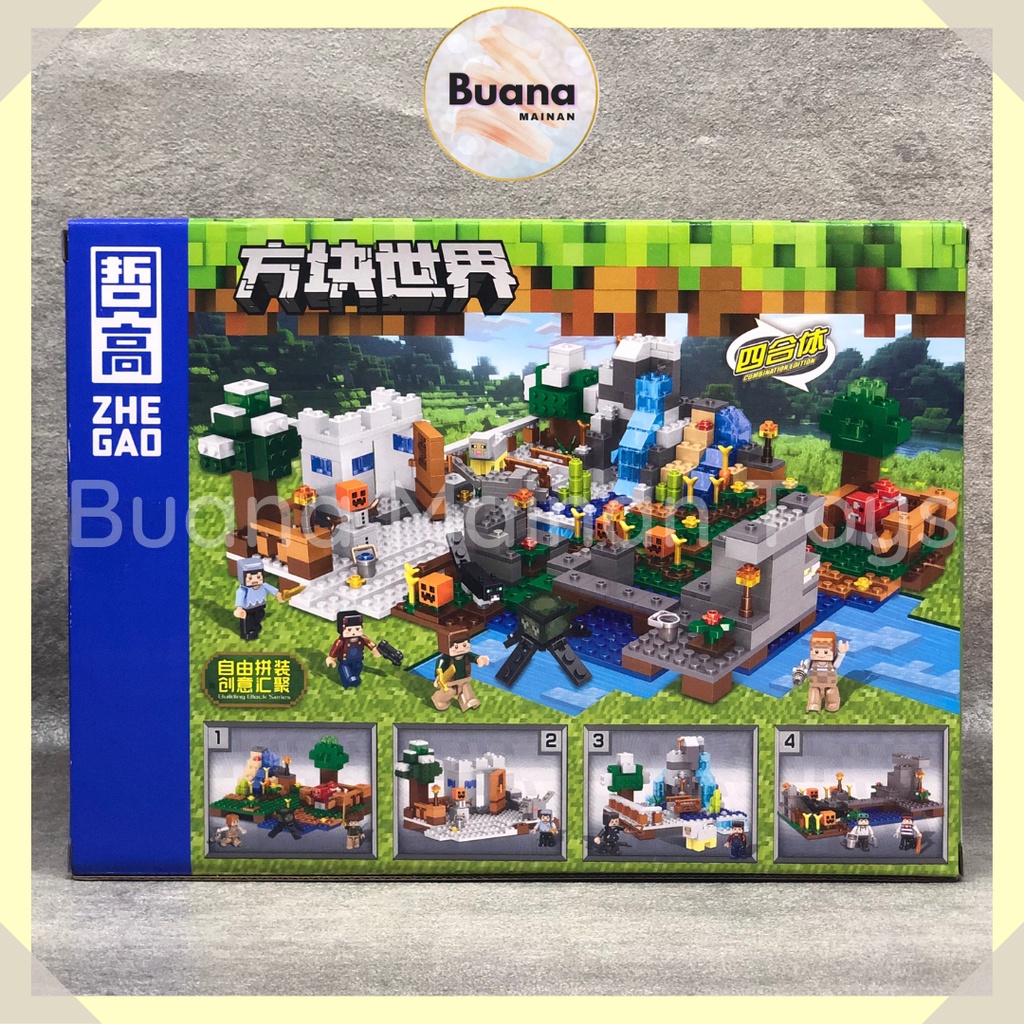 BRICKS CUBE MINECRAFT ZHE GAO MAINAN EDUKASI ANAK BRICK BLOCK ZHEGAO MINE CRAFT BUANA MAINAN TOY 2509