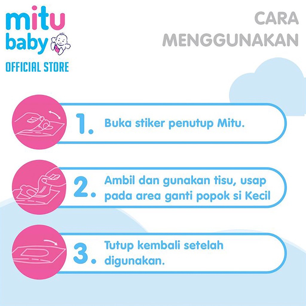 [ Buy 1 Get 1 ] Mitu Baby Tisu Basah Ganti Popok Wipes 2x 50's Beli 1 Gratis 1 Tisu Basah Mitu Bayi Balita