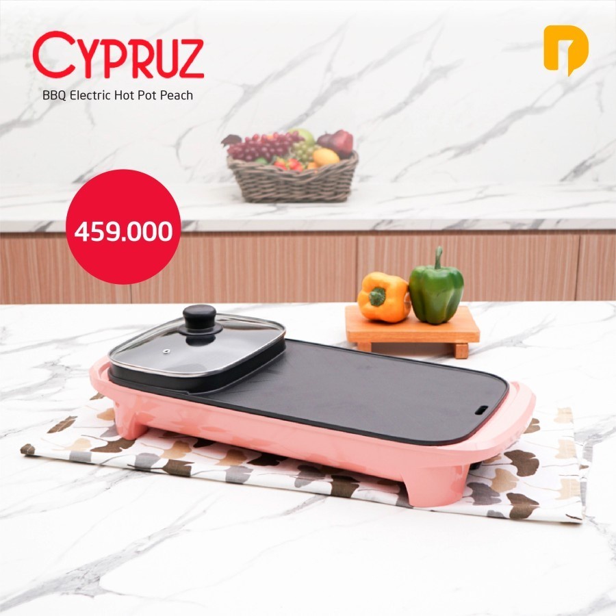 Cypruz Elektrik Hotpot BBQ Pan - 2in1 Panci Hotpot dan Panggangan