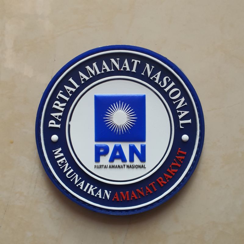 patch rubber pvc 3D timbul logo PAN / partai amanat nasional / pemilihan umum / pemilu / tempelan emblem karet velcro