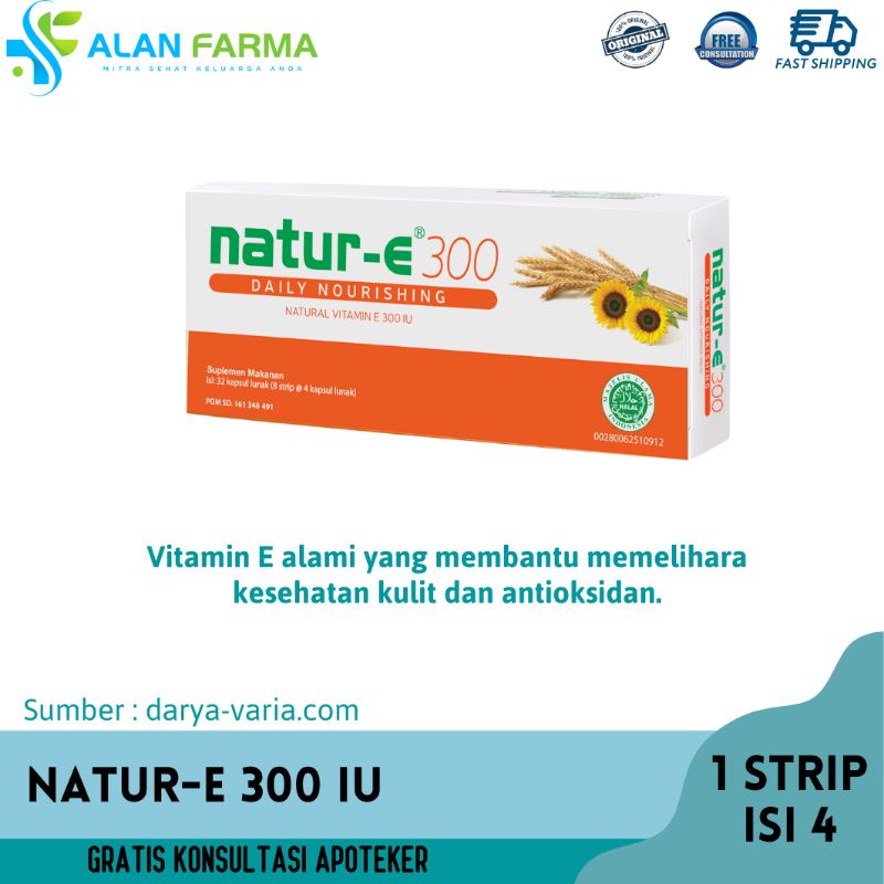 Natur-E 300 iu Strip isi 4 Kapsul | Nature Oren | Natur E 300 iu | Vitamin E 300 iu