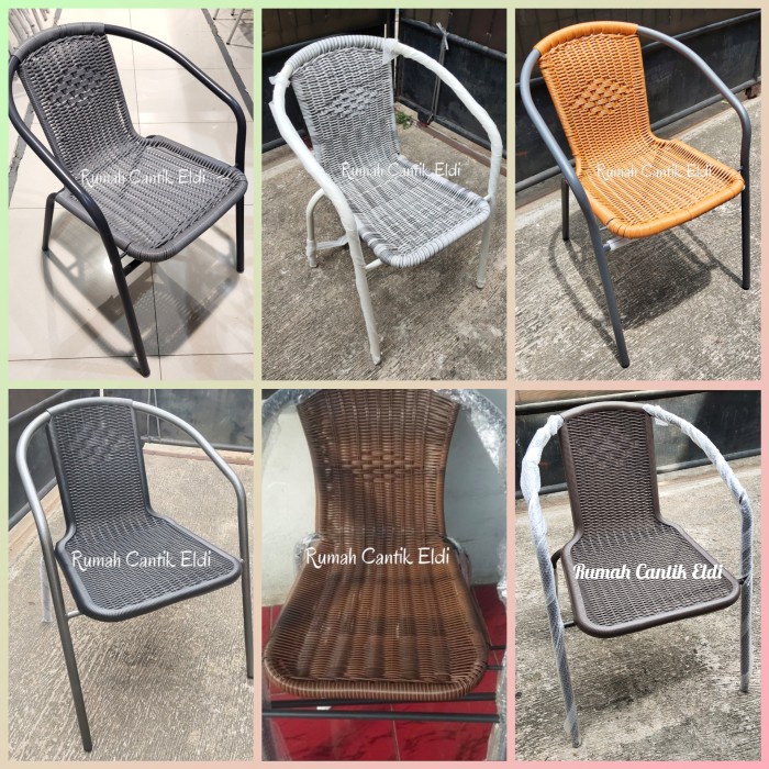 Terlaris Kursi Teras / Taman / Outdoor, Bahan Besi, Tahan Air, Motif Rotan