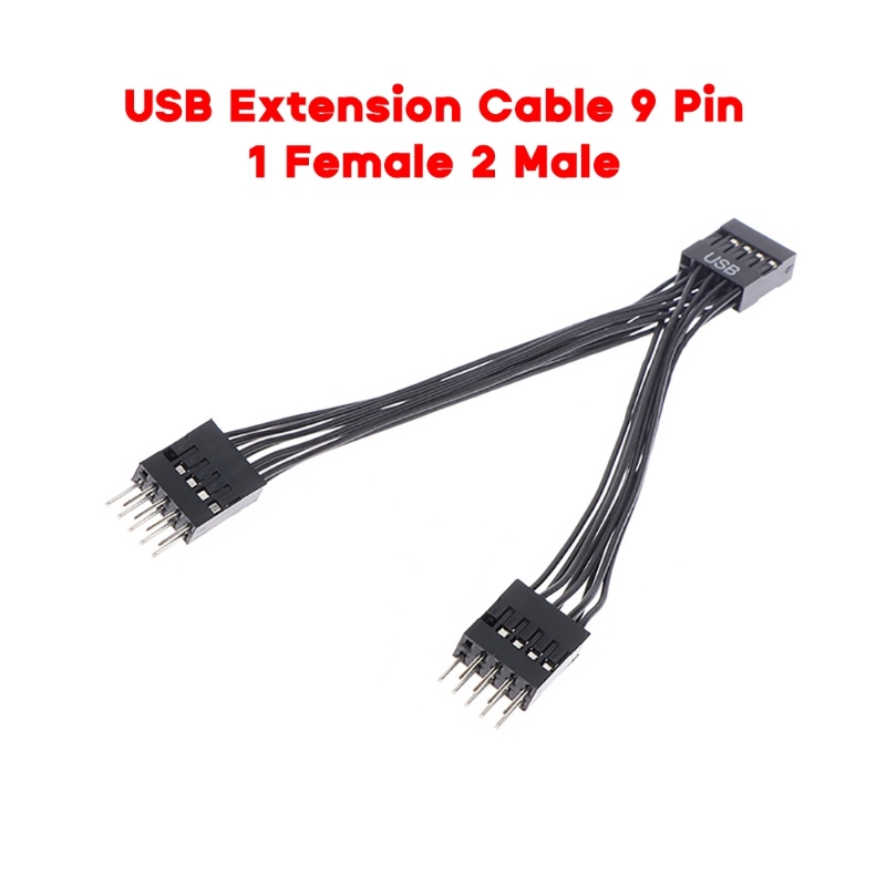 Btsg 1PC 9Pin Motherboard Komputer Kabel Ekstensi USB 1female To 2 Male Y Splitter
