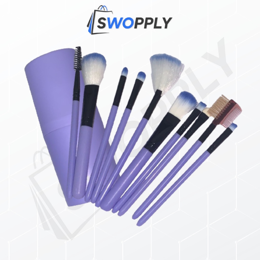 Swopply Kuas Tabung 10Pcs Kuas Maker Set Brush Make up Alat Makeup