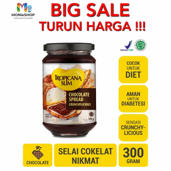 

Terlaris ✨ -Tropicana Slim chocolate spread 300gr /Strawberry jam selai tropicana - peanut almond2.2.23