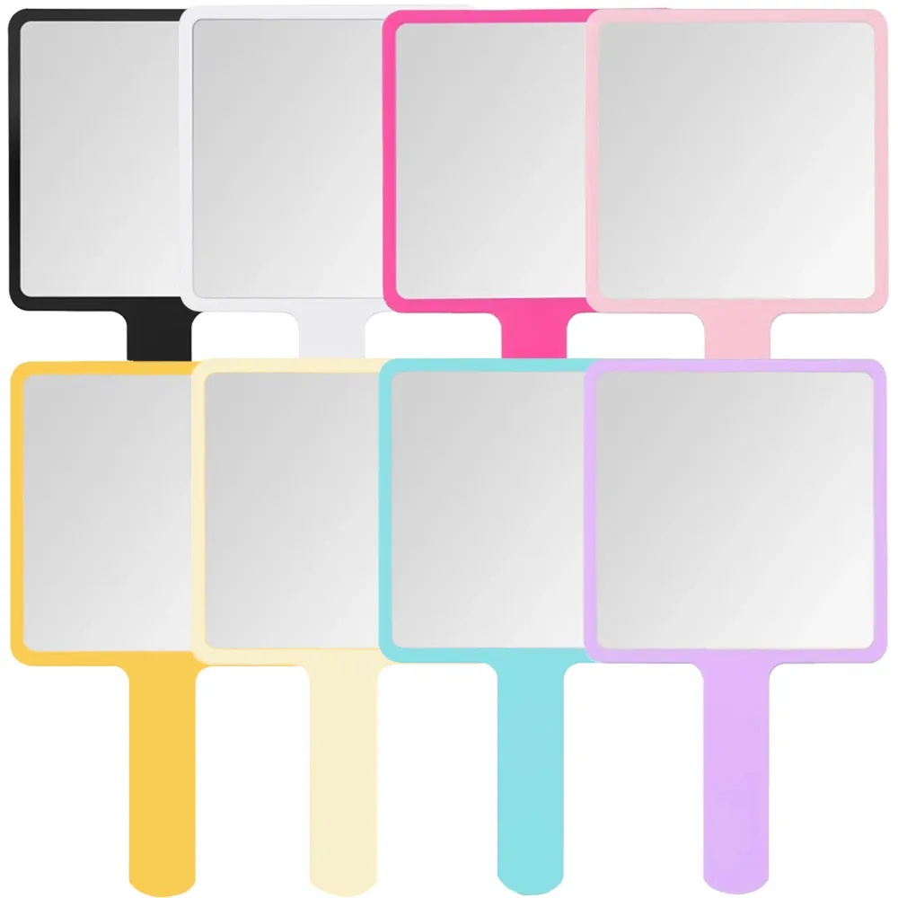 Portable Square Handheld Makeup Mirror Cermin Dipoles Stainless Steel Cermin Makeup Perempuan Alat Bantu Make Up Lucu Warna-Warni Motif Kartun Cermin Kecil
