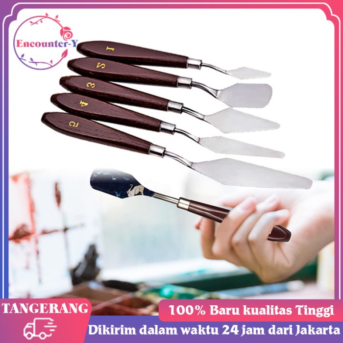 

Terlaris 5Pcs Pisau Palet Lukis Stainless/Spatula Lukis Ukir Palette Knife