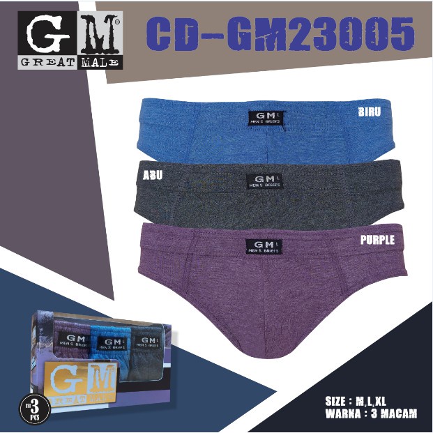 AGREE by Great Male Celana Dalam Pria Polos Bahan Adem Isi 3 Pcs CD-23005 TOKO KEANULOVA