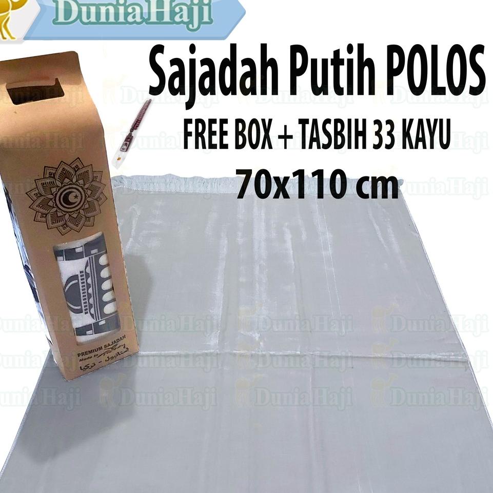 ♟ Sajadah Putih Polos Import Turki Besar Tebal Bludru Turkey Ekslusive ✰