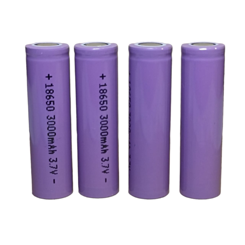 Baterai 18650 Li-ION 3.7V - 3000mAh  Warna UNGU Paket 4pcs Flat Top