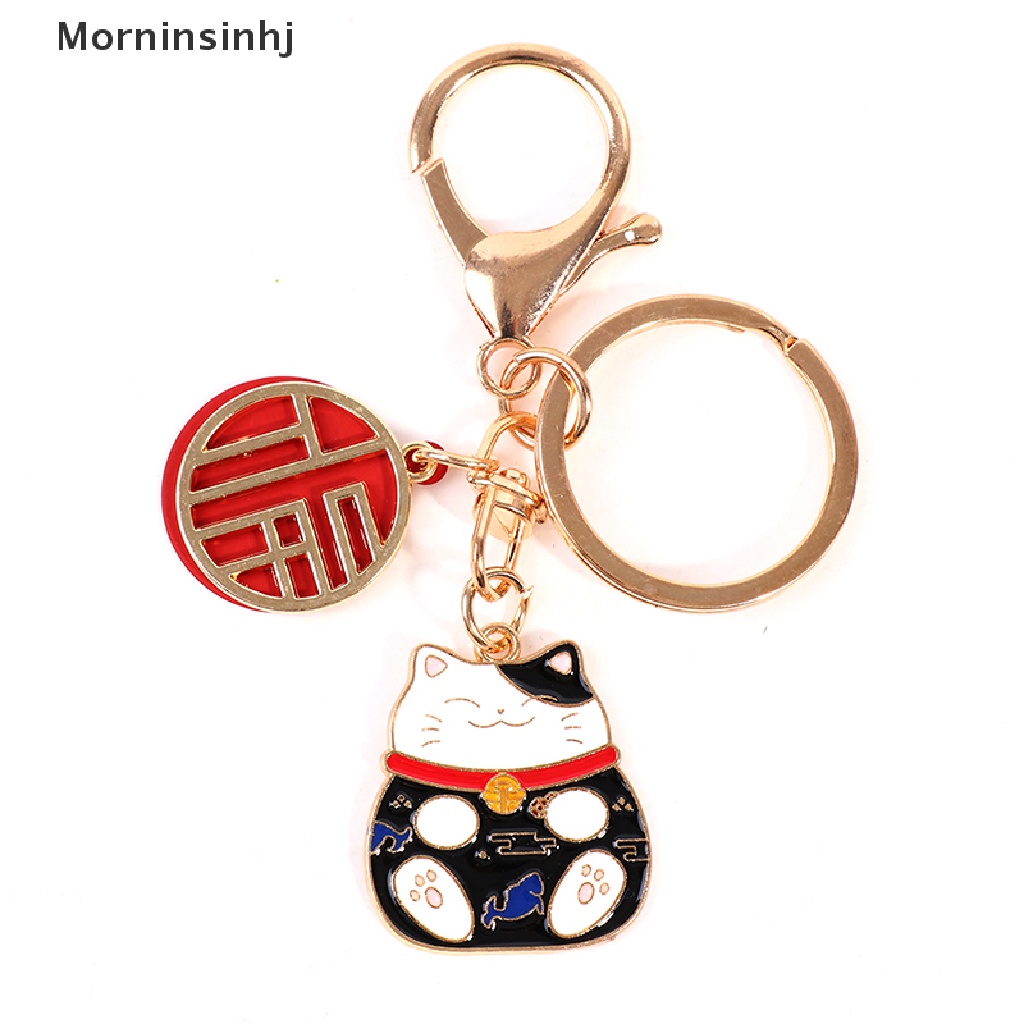 Mornin Anime Lucu Lucky Cat Fortune Keychain Gantungan Kunci Mobil Untuk Wanita Tas Pendent id