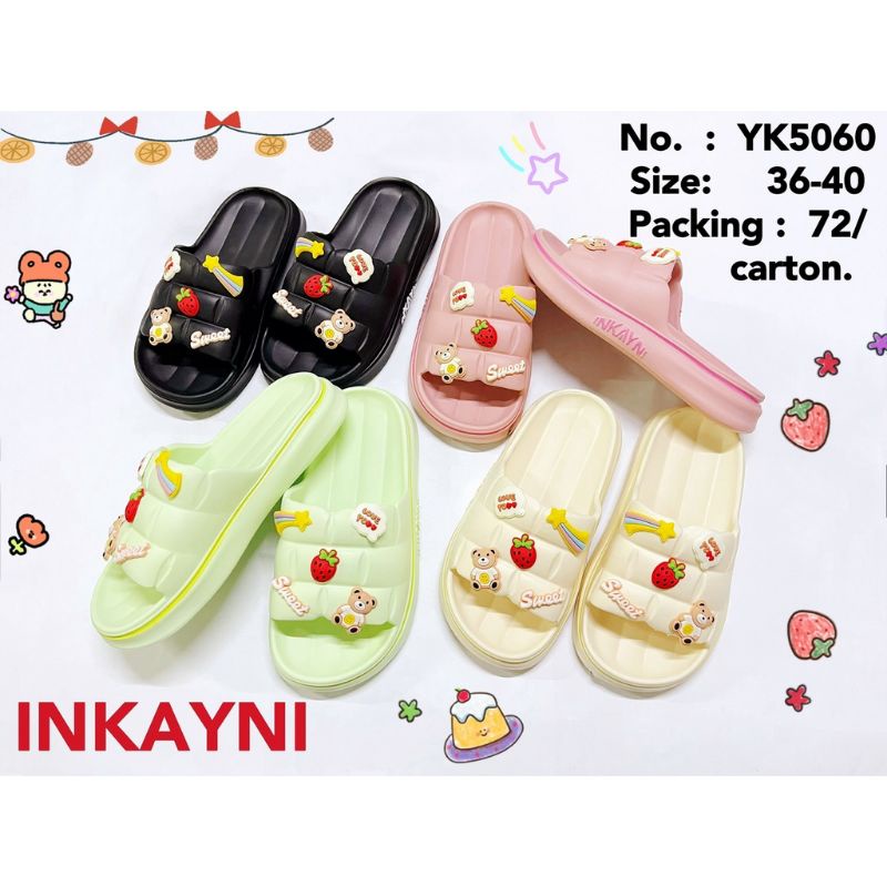 YK5060 Sandal Wanita Selop  Sandal Karet Korean Style Trendy Merek Inkayni Ukuran 36-40