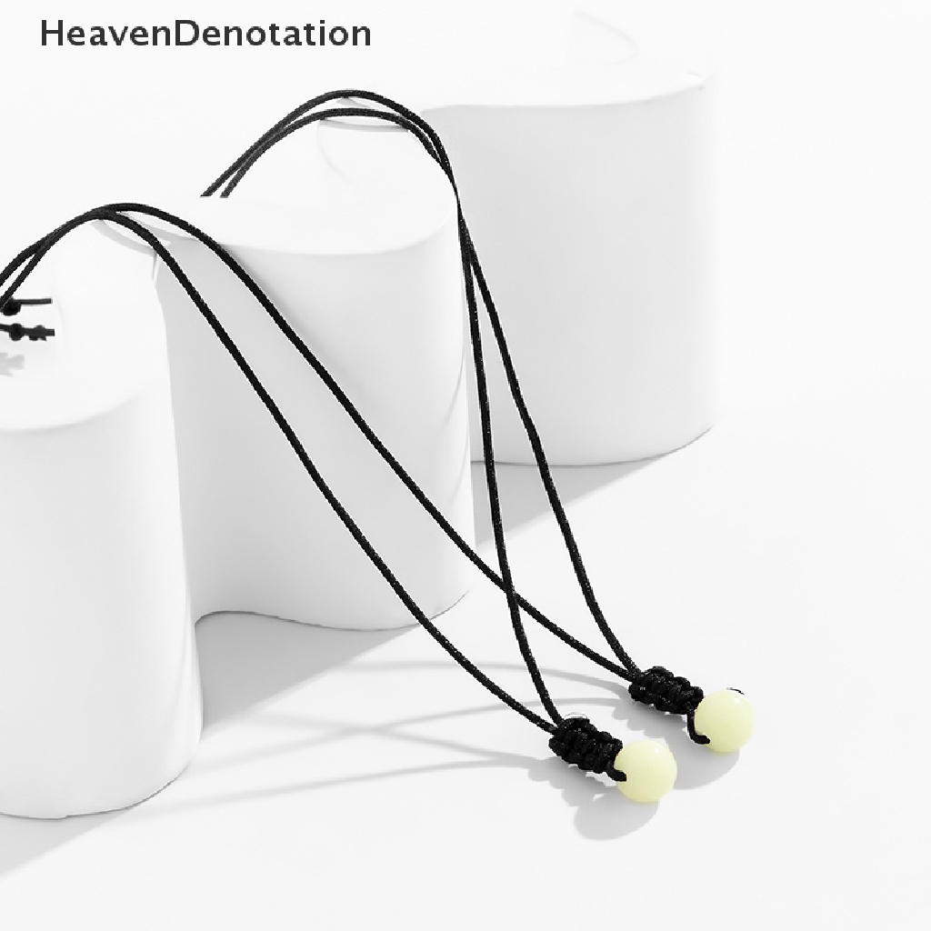 [HeavenDenotation] Goth Sederhana Lapisan Ganda Noctilucent Batu Liontin Tali Hitam Rantai Kalung Untuk Wanita Handmade Adjustable Choker Leher Perhiasan HDV