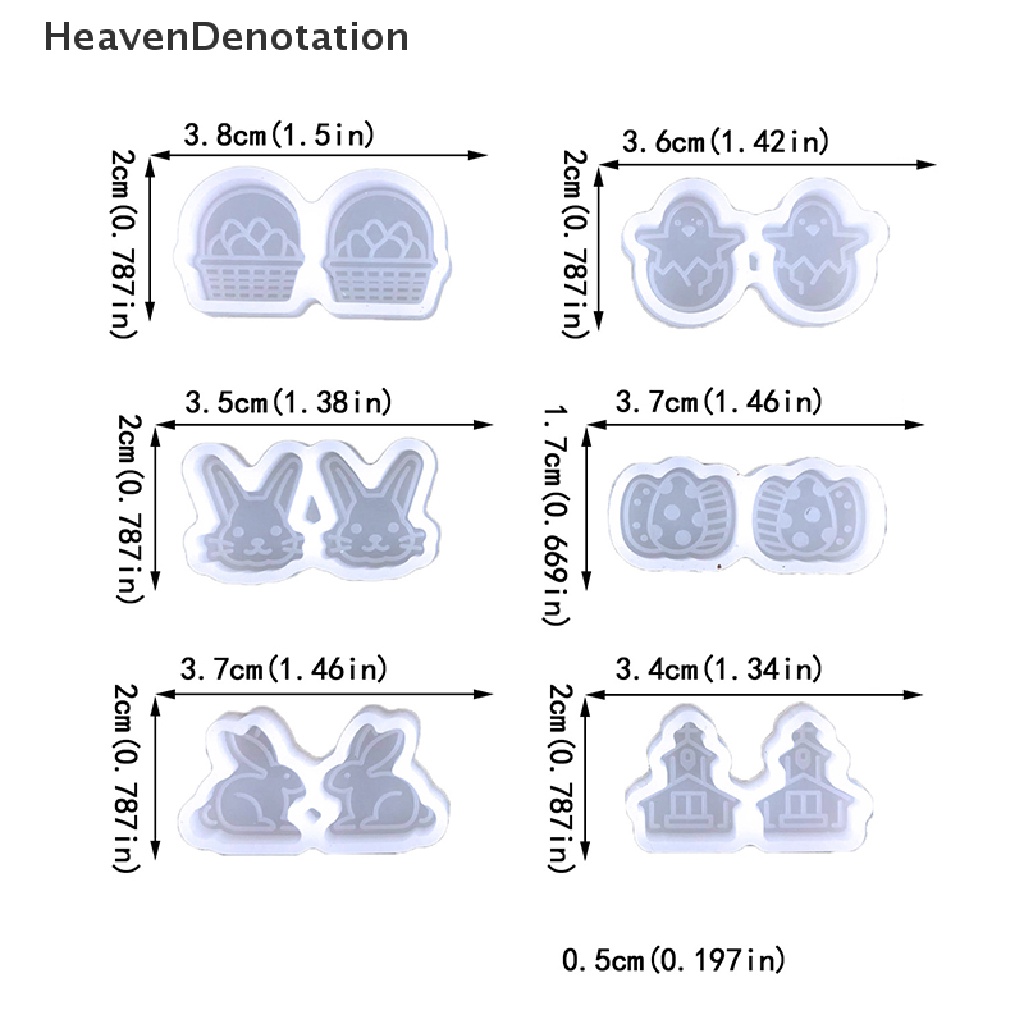 [HeavenDenotation] Lucu Paskah Tema Telinga Kancing Silikon Cetakan DIY Kecil Paskah Telur Bunny Ch Anting Liontin Hiasan Dekorasi Epoxy Resin Casg Cetakan HDV