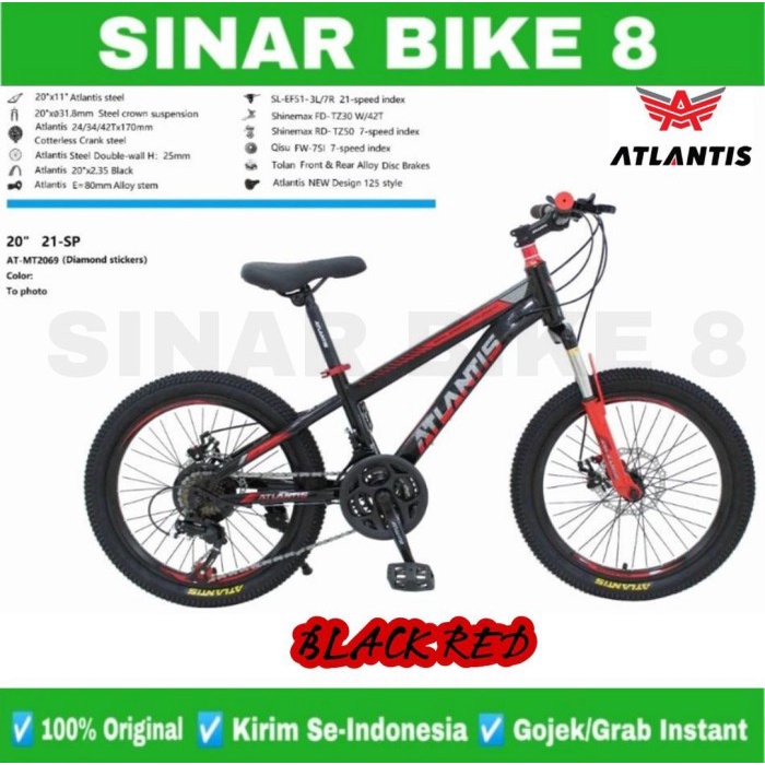 Sepeda Gunung MTB Foster 20 Inch 5522, MT-2069 Rem Cakram 21 Speed Usia 8-12 Tahun