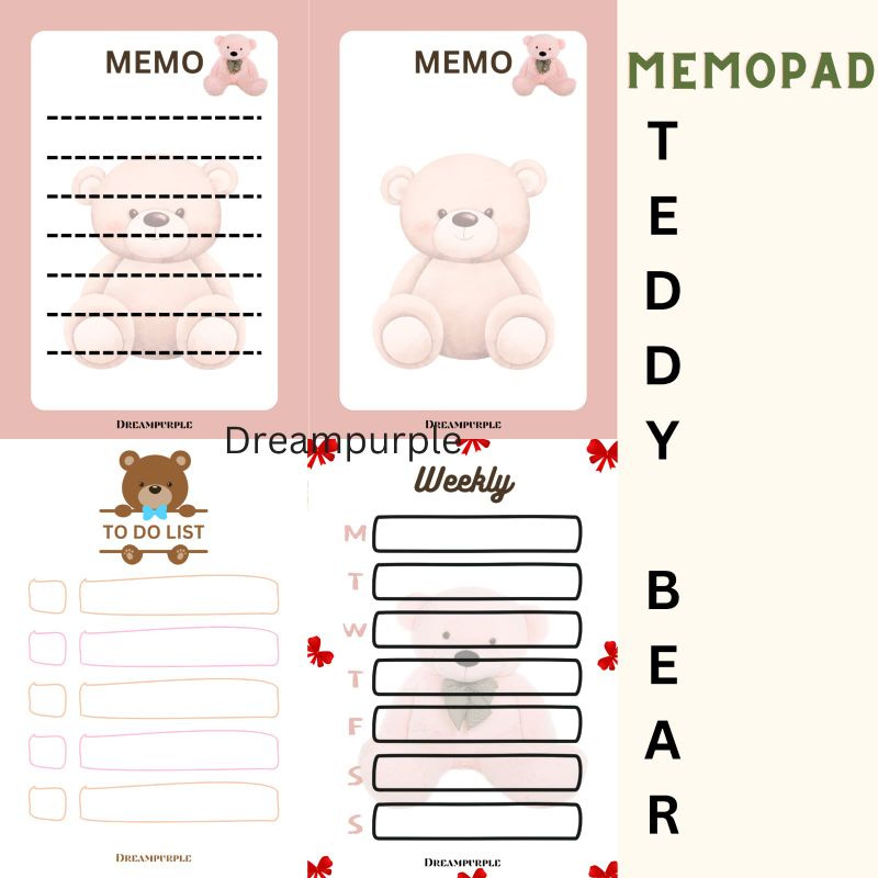 

MEMO PAD Daily Planner Teddy Bear