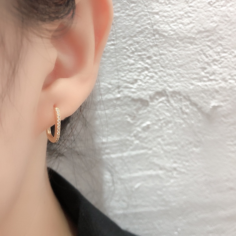 Anting Hoop s925 Hias Berlian Zirkon Untuk Perempuan