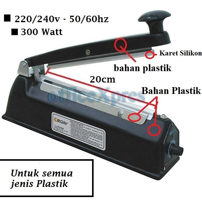 ← Alat Pres Plastik 200 / Alat Perekat Plastik / Impulse Sealer 20 CM / Mesin Press Plastik Origin ✼