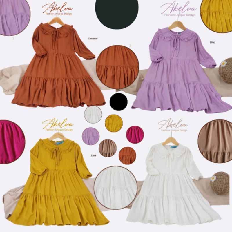 Midi Dress Anak Bisa Tunik Anak Perempuan Gamis Midi Anak Polos Bisa Cod Bahan Katun Toyobo Premium
