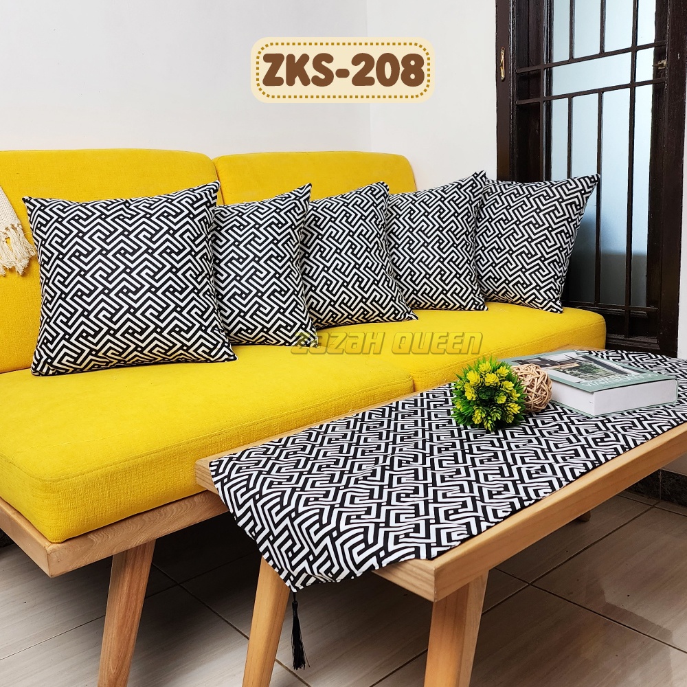 ZKS - Paket Sarung Bantal Sofa dan Taplak Meja Tamu MOTIF SERASI