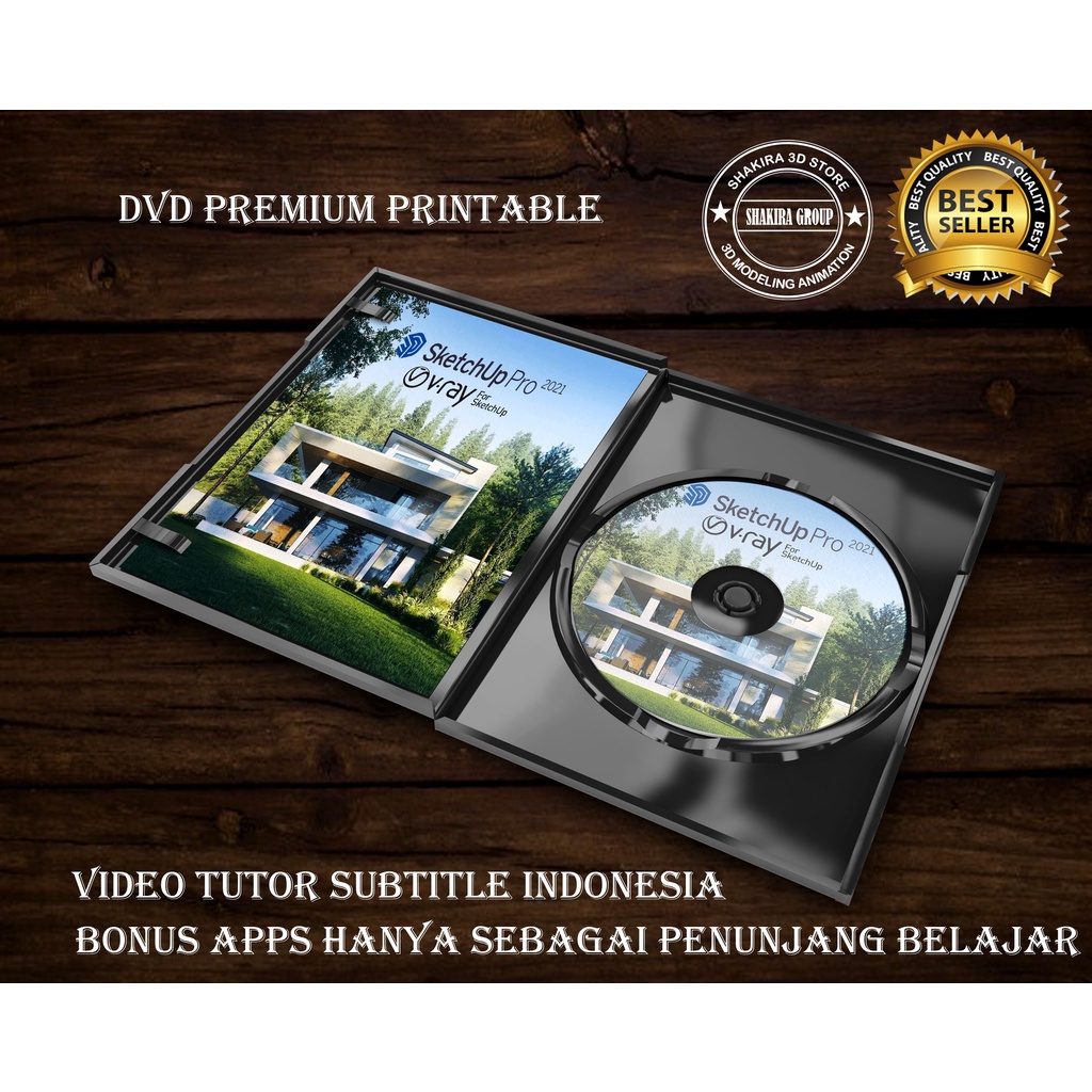 DVD SketchUp 2021 and VRay 5 Video Tutorial Mastering SUBTITLE INDONESIA