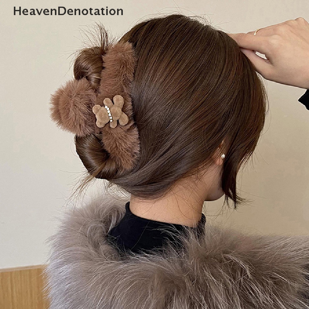 [HeavenDenotation] Baru Lucu Beruang Musim Dingin Mewah Akrilik Rambut Cakar Klip Wanita Perempuan Hiu Hair Clip HDV