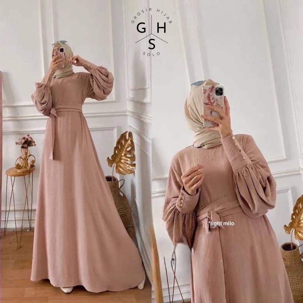 (DBY) GAMIS ORLINA LENGAN BALON DRESS WANITA CRINCLE AIRFLOW