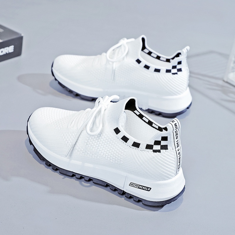 SHOEGALLERY LV0124 &quot;FREE BOX&quot; Sepatu Sneakers Wanita Import Sepatu Rajut Wanita Motif Kotak