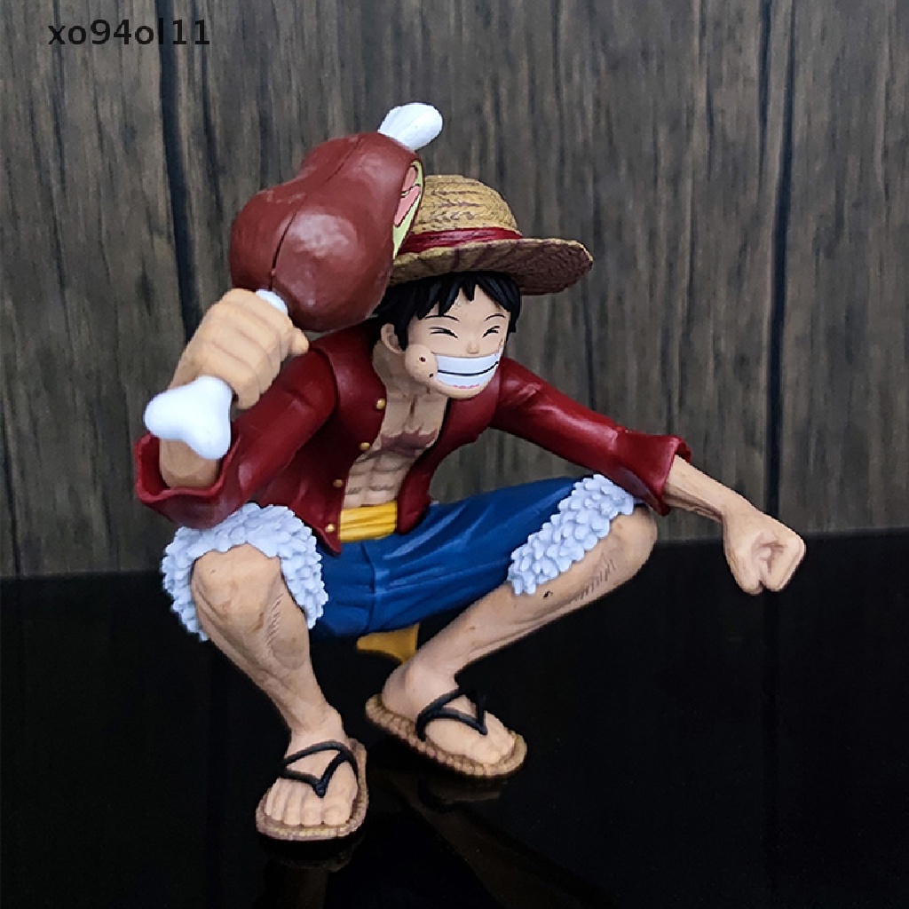 Xo 1Pc One Piece Luffy Makan Daging Figure Anime Country Luffy PVC Collect Figurine Mainan OL