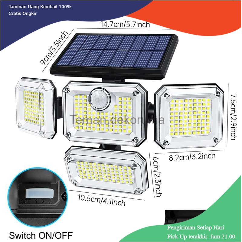 TD - LMP KIWONG Lampu Dinding Solar Sensor Gerak Outdoor Waterproof Cool White - KW-007