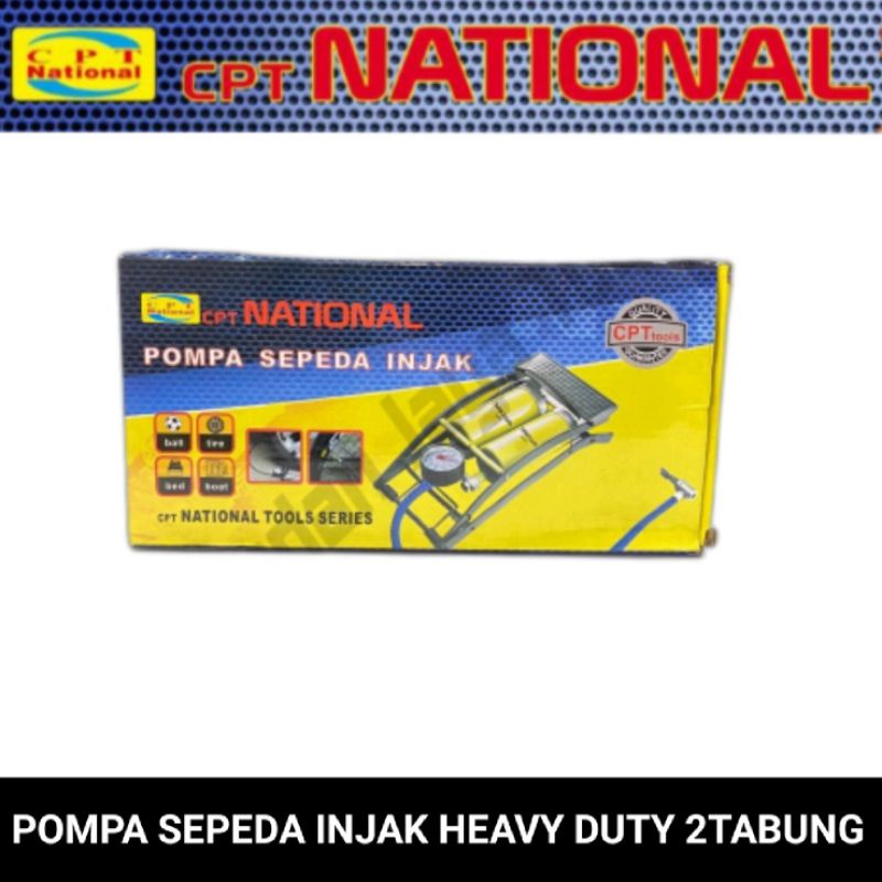 pompa injak / pompa sepeda / motor / mobil 2 tabung heavy duty cpt national