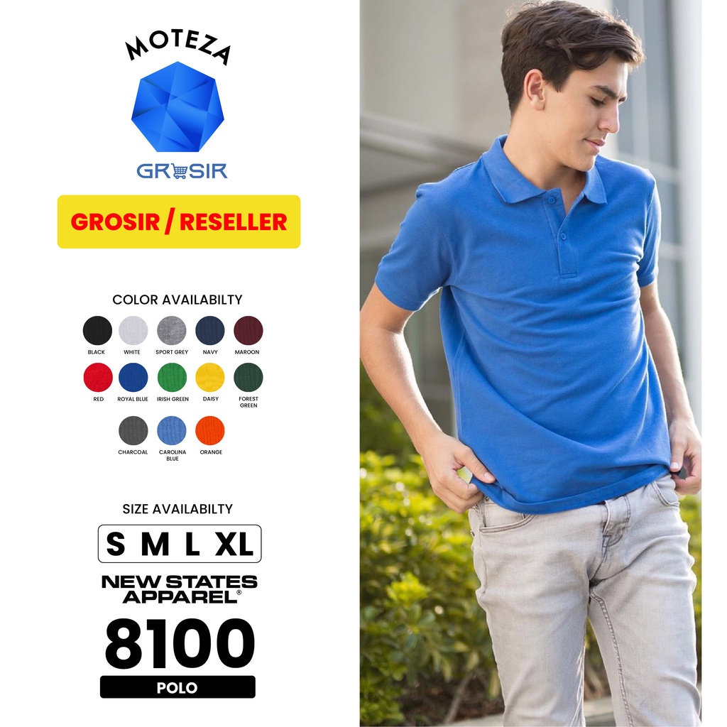 Grosir NSA Premium Cotton 8100 - Kaos Kerah POLO Combed 24s - WARNA (Cool) - Kaos Polos Grosir