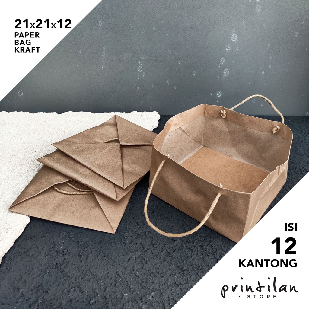 

[21x21x12 cm] PAPER BAG / TAS KERTAS COKLAT KRAFT POLOS / SHOPPING BAG
