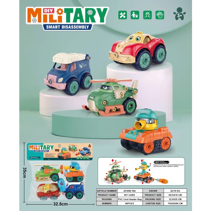 MAINAN ANAK MOBIL MILITARY DIY FUNNY BABY Puzzle 4 MACAM KADO TERBAIK